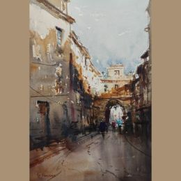 Obraz Miłosza Nosiadka przedstawiający Lublin - widok na Bramę Grodzką