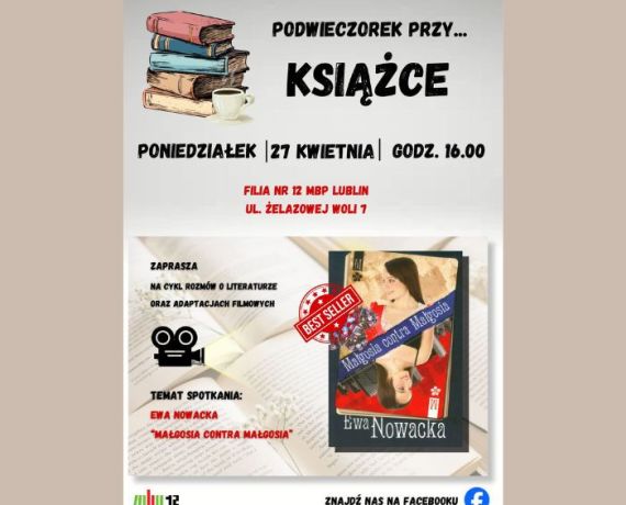 Podwieczorek przy książce - plakat z okładką książki 