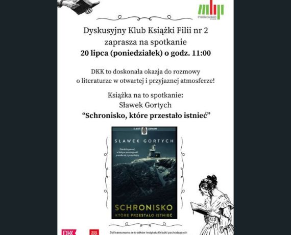 Zaproszenie na DKK w Filii nr 2, w centrum okładka książki 