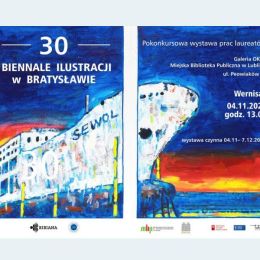 Plakat promujący wystawę pokonkursową 30. Biennale Ilustracji w Bratysławie