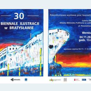 Plakat promujący wystawę pokonkursową 30. Biennale Ilustracji w Bratysławie