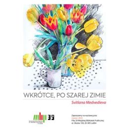 Plakat z ilustracją przedstawiającą bukiet tulipanów