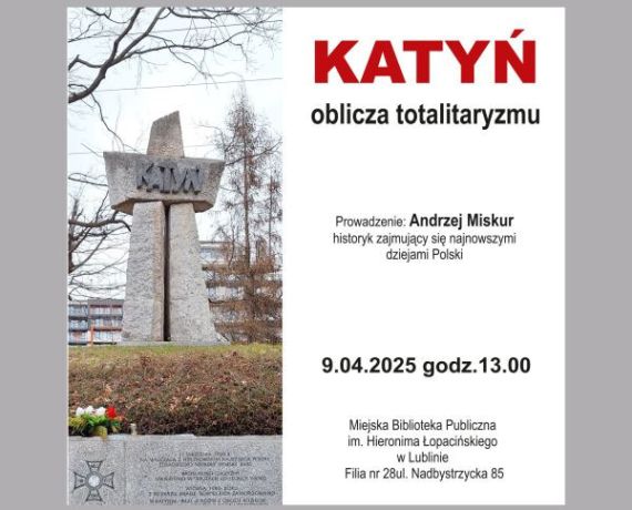 Fragment plakatu dotyczącego prelekcji o Katyniu