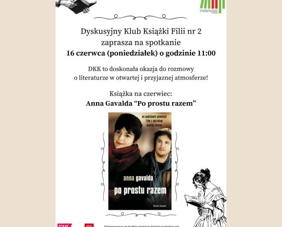 grafika promująca spotkanie DKK w Filii nr 2 MBP - okładka książki pt. 