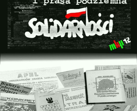 Fragment plakatu z logotypem Solidarności promującego wystawę